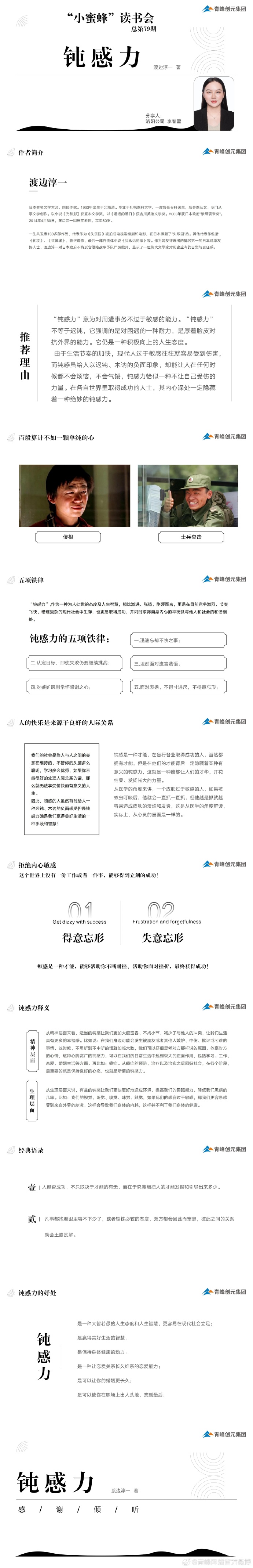 青峰創(chuàng)元集團“小蜜蜂”讀書會第79期活動報道:《鈍感力》----李春雪